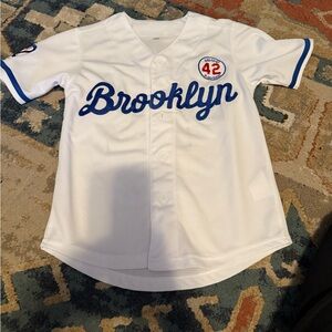 Brooklyn Kids Baseball Jersey - White and Blue